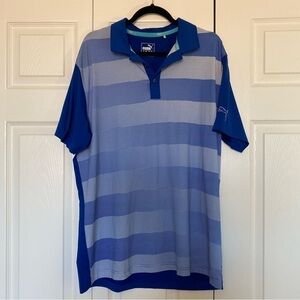PUMA Blue & White Stripes Polo PRWCOOL Men’s Golf T-Shirt